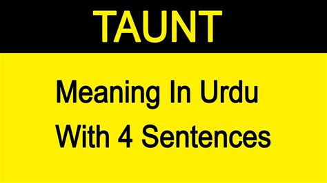 Taunt Meaning In Urdu .